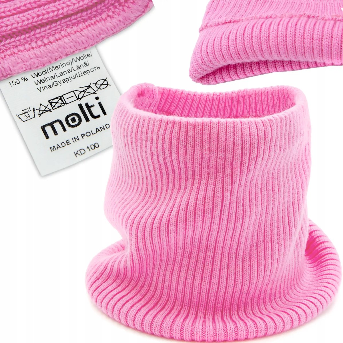 Komin damski zimowy ciepły na zimę modny WEŁNA MERINO klasyczny polski