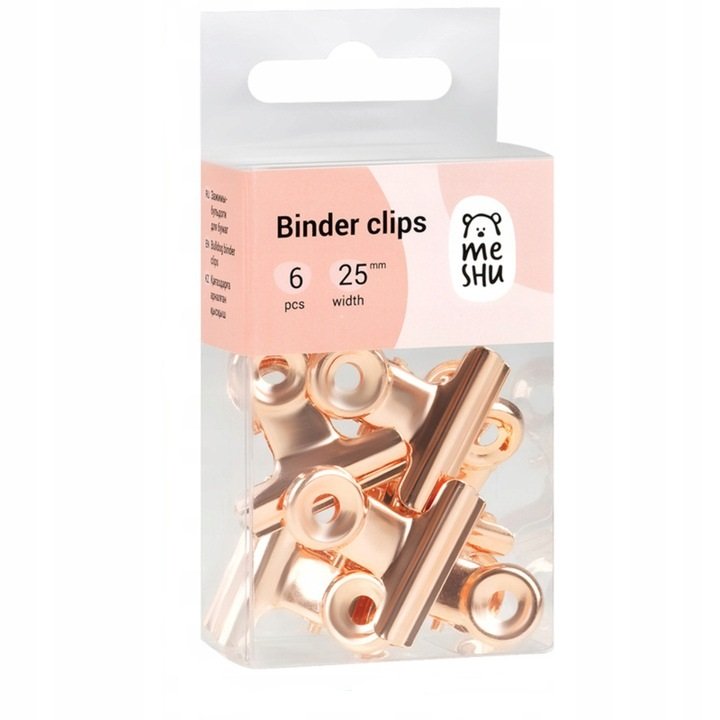 Klipy do papieru ROSE GOLD 25mm zestaw 6 sztuk