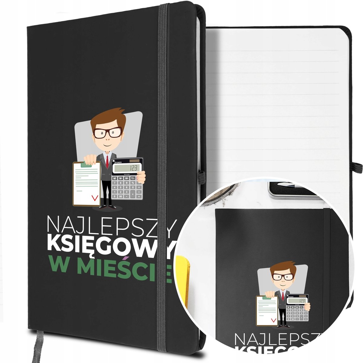 NOTES A5 z Gumką Prezent dla KSIĘGOWEGO Twoje IMIĘ
