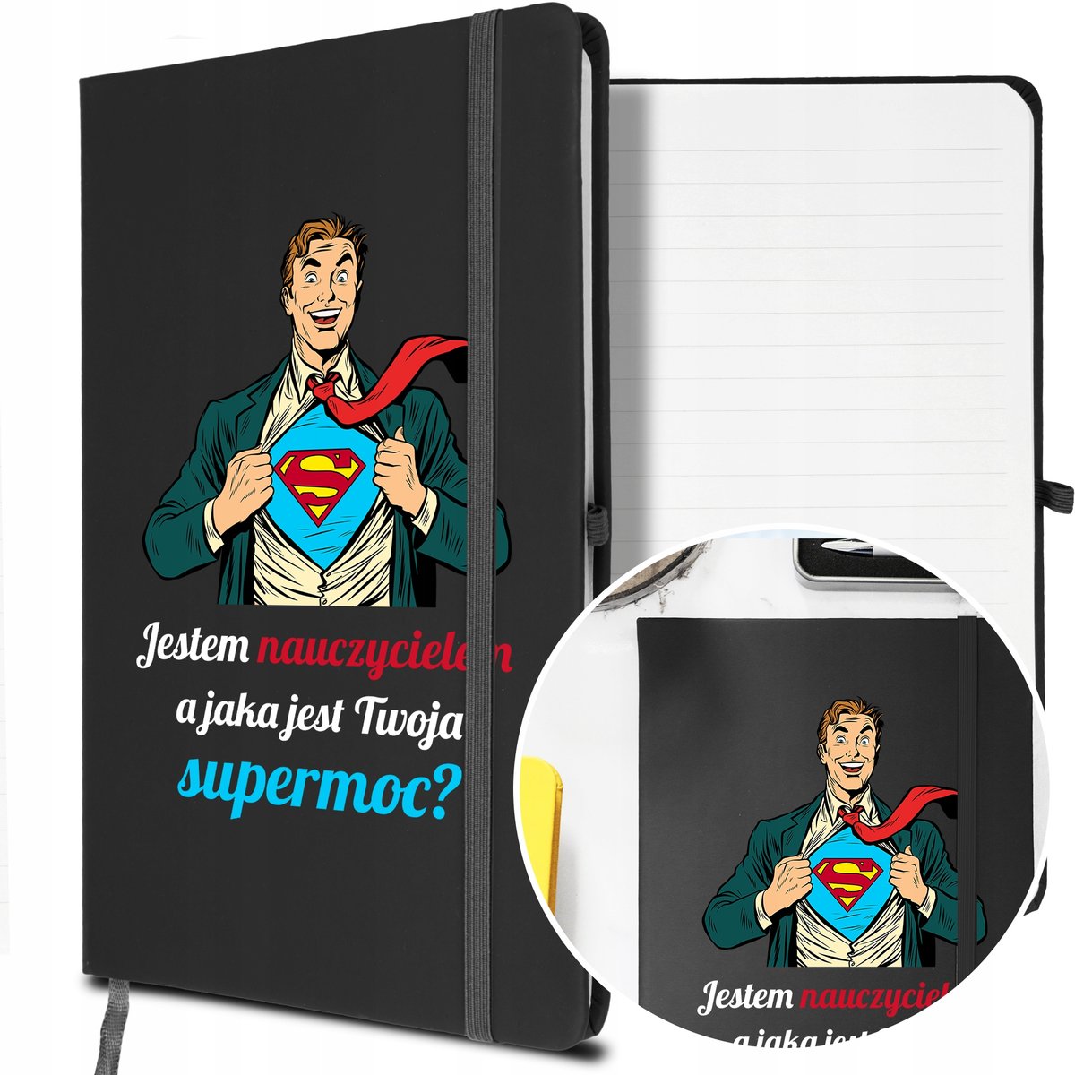 NOTES A5 z Gumką Prezent dla NAUCZYCIELA Wzory