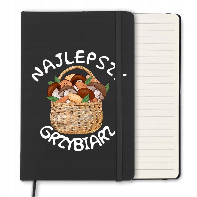 NOTES CZARNY W LINIE A5 MIŁOŚNIK GRZYBOBRANIA WZÓR