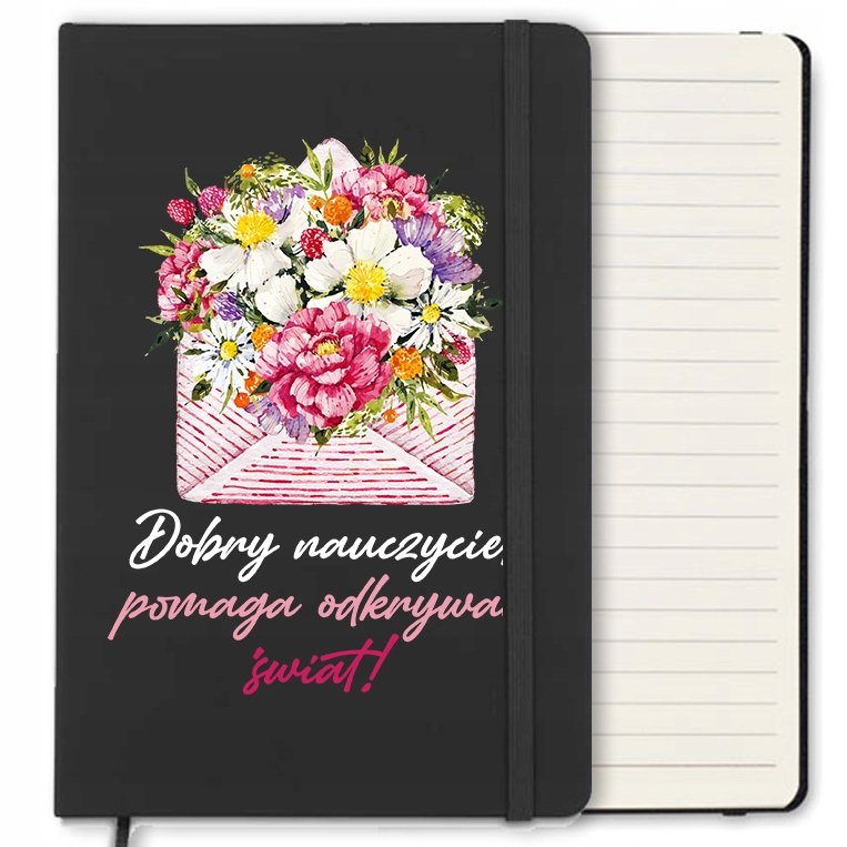 NOTES W LINIE Z GUMKĄ A5 DZIEŃ NAUCZYCIELA WZORY