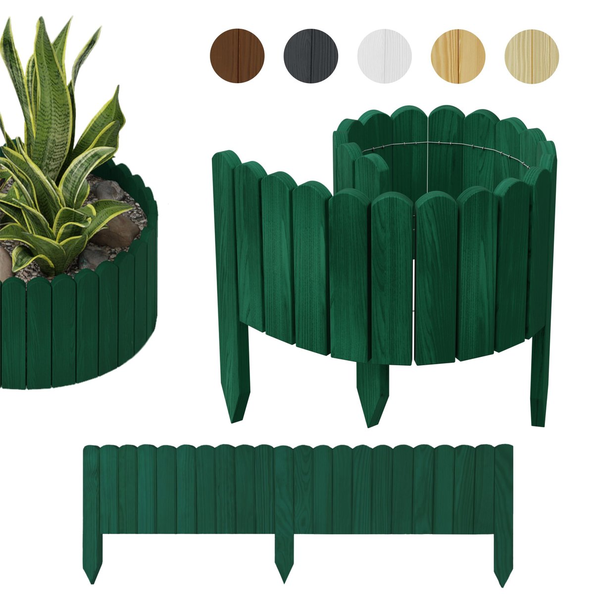 PŁOTEK OGRODOWY, palisada, obrzeże trawnikowe Rolborder 100 x 40 cm Zielony