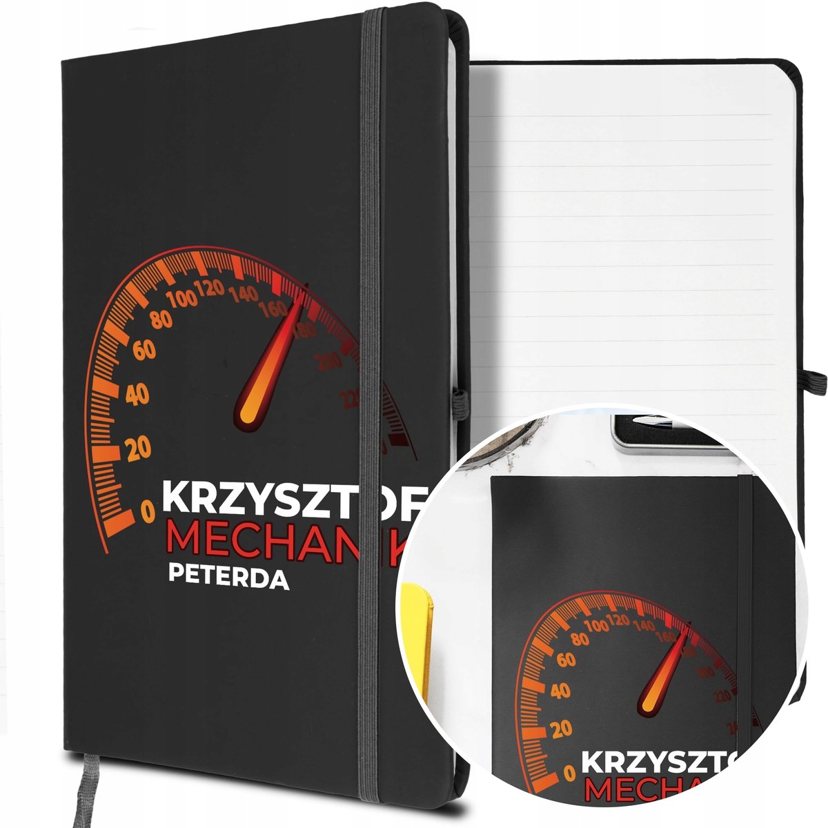 NOTES A5 z Gumką Prezent dla MECHANIKA Twoje IMIĘ
