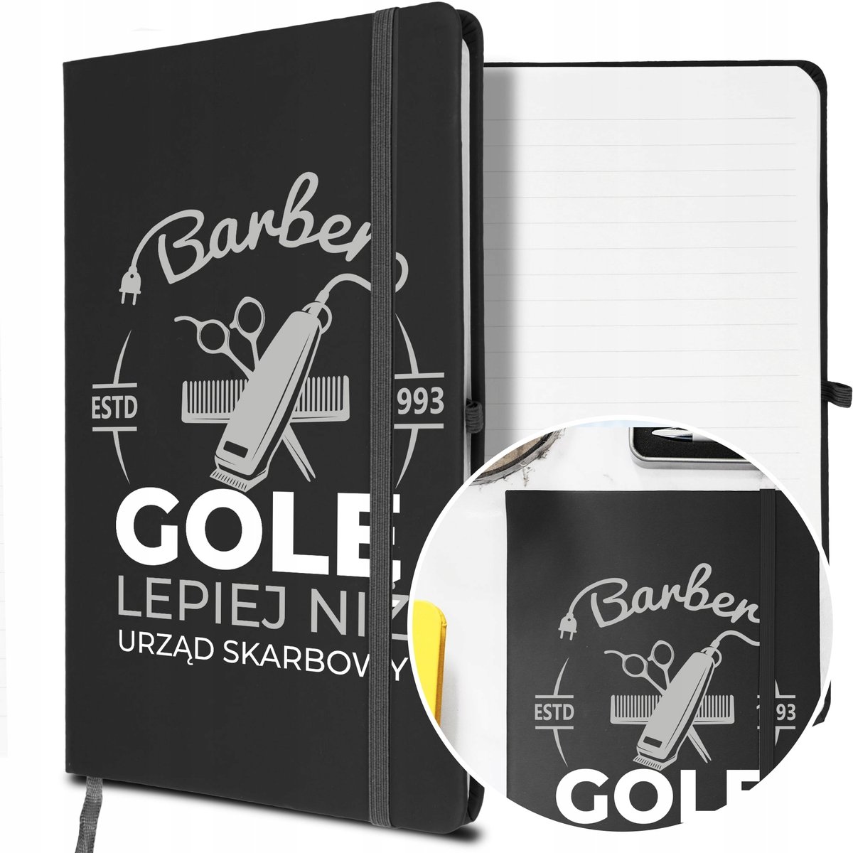 NOTES A5 z Gumką Prezent dla BARBERA Twoje IMIĘ