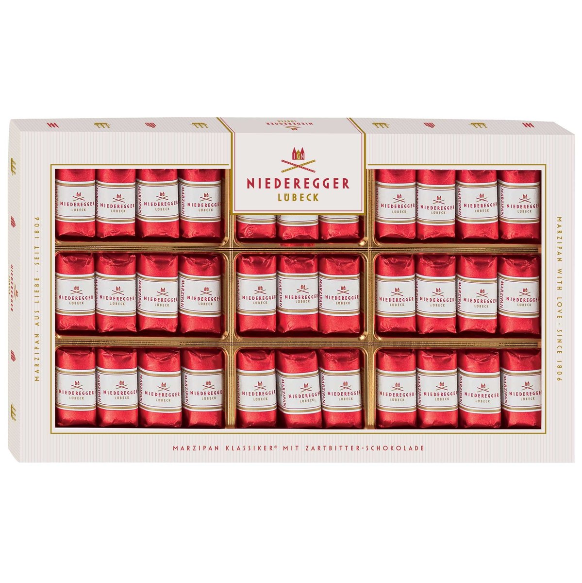 33 NIEDEREGGER praliny marcepanowe w gorzkiej czekoladzie 400g