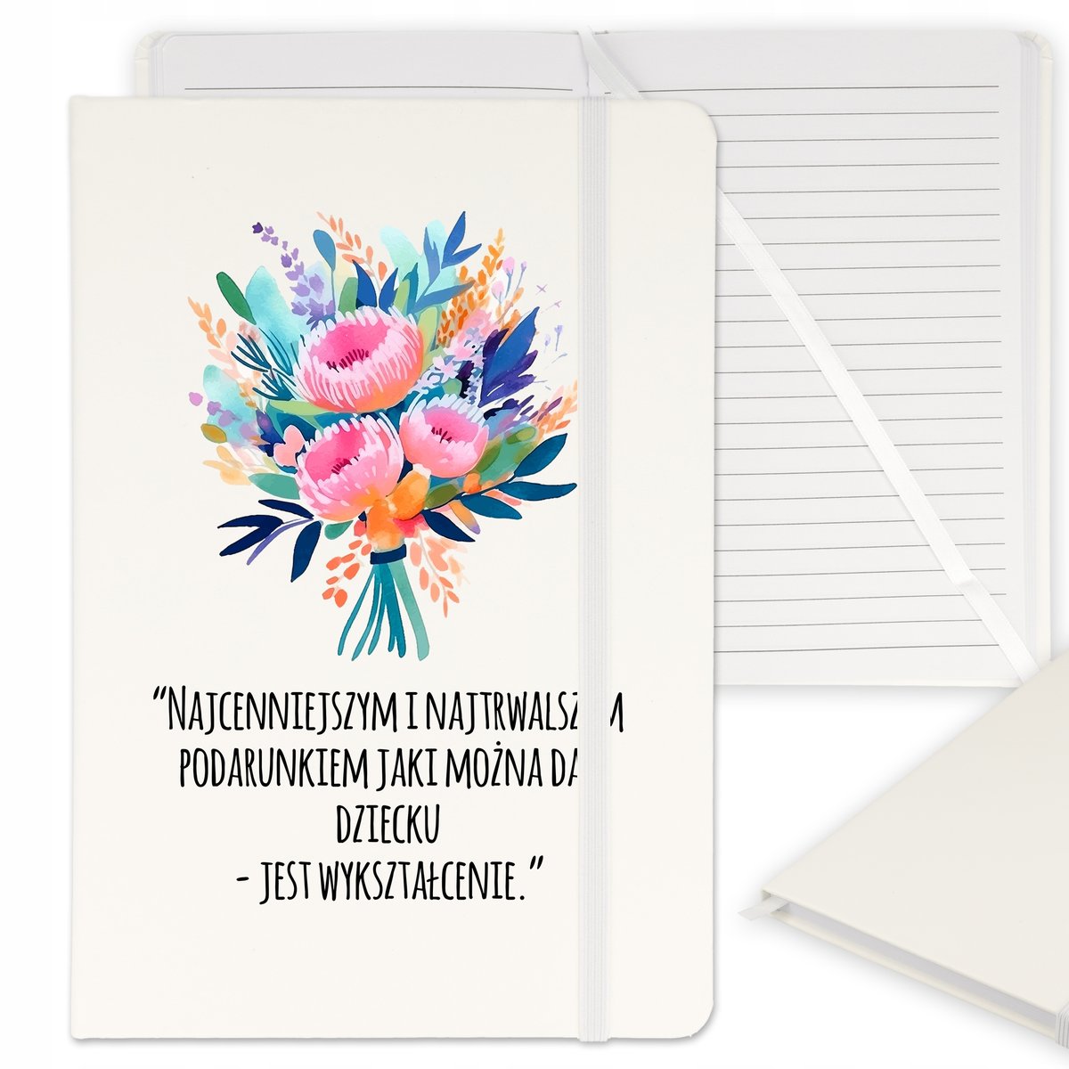 NOTES BIAŁY Z GUMKĄ A5 NA DZIEŃ NAUCZYCIELA WZORY