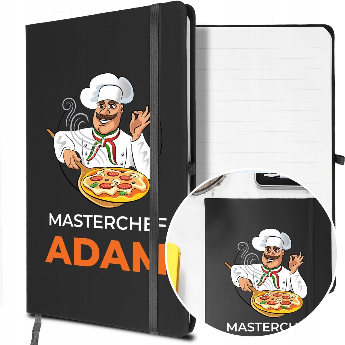 NOTES A5 z Gumką Prezent dla KUCHARZA Twoje IMIĘ