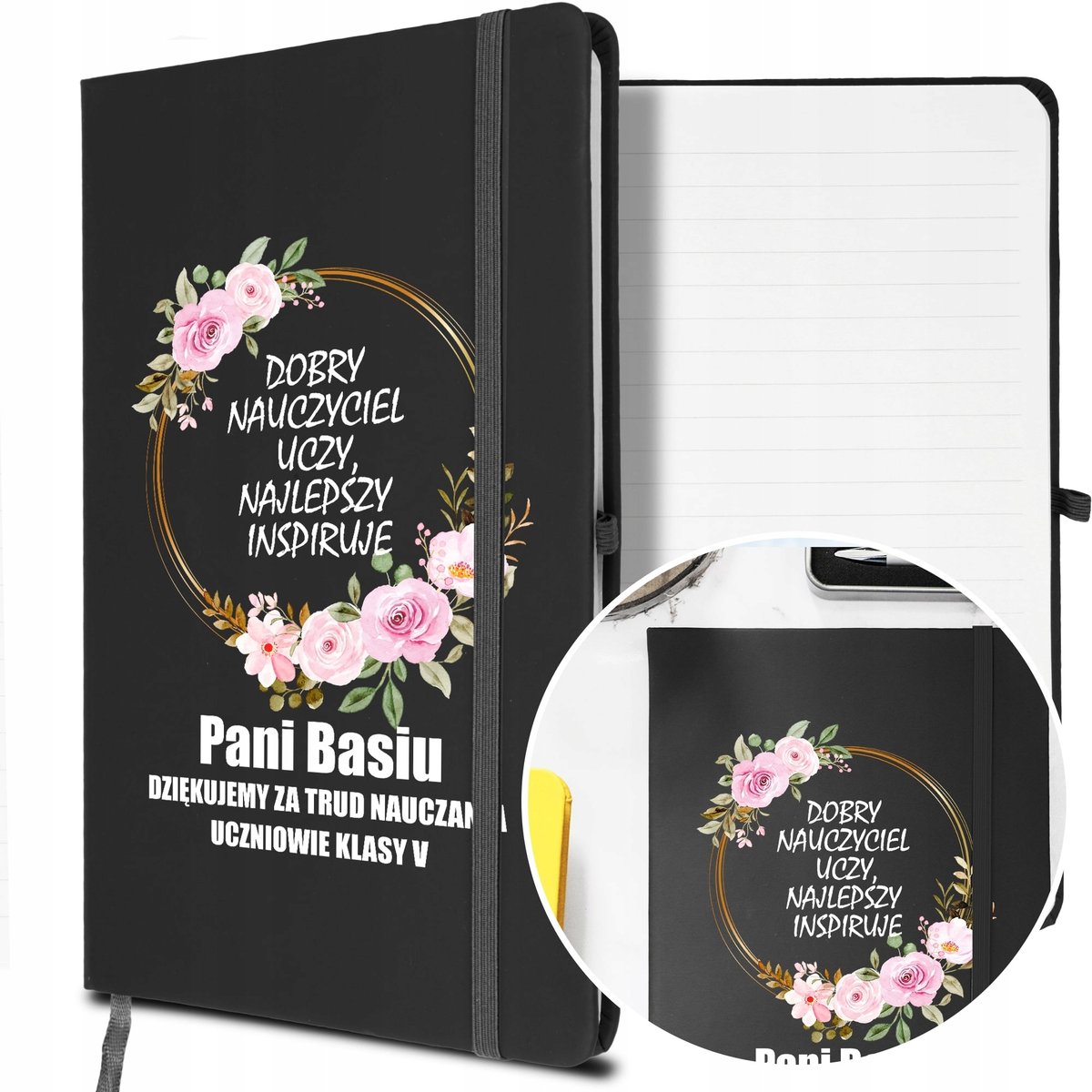 NOTES A5 z Gumką Prezent DZIEŃ NAUCZYCIELA Wzory