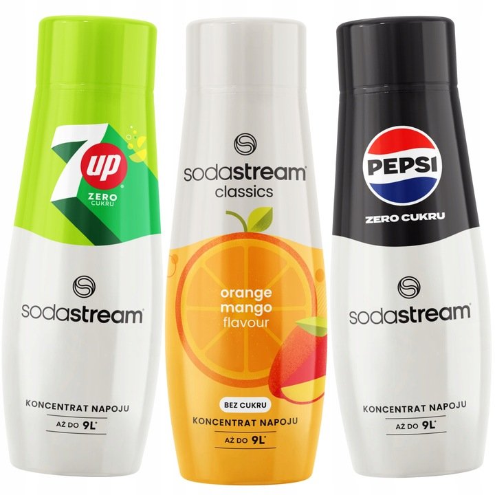 Sodastream Sok Koncentrat 3 X Syropdo Saturator 7Up 0 Pepsi Orange Mango