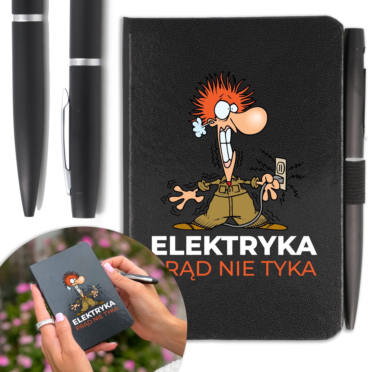 NOTES A6 DŁUGOPIS Prezent dla ELEKTRYKA Twoje IMIĘ