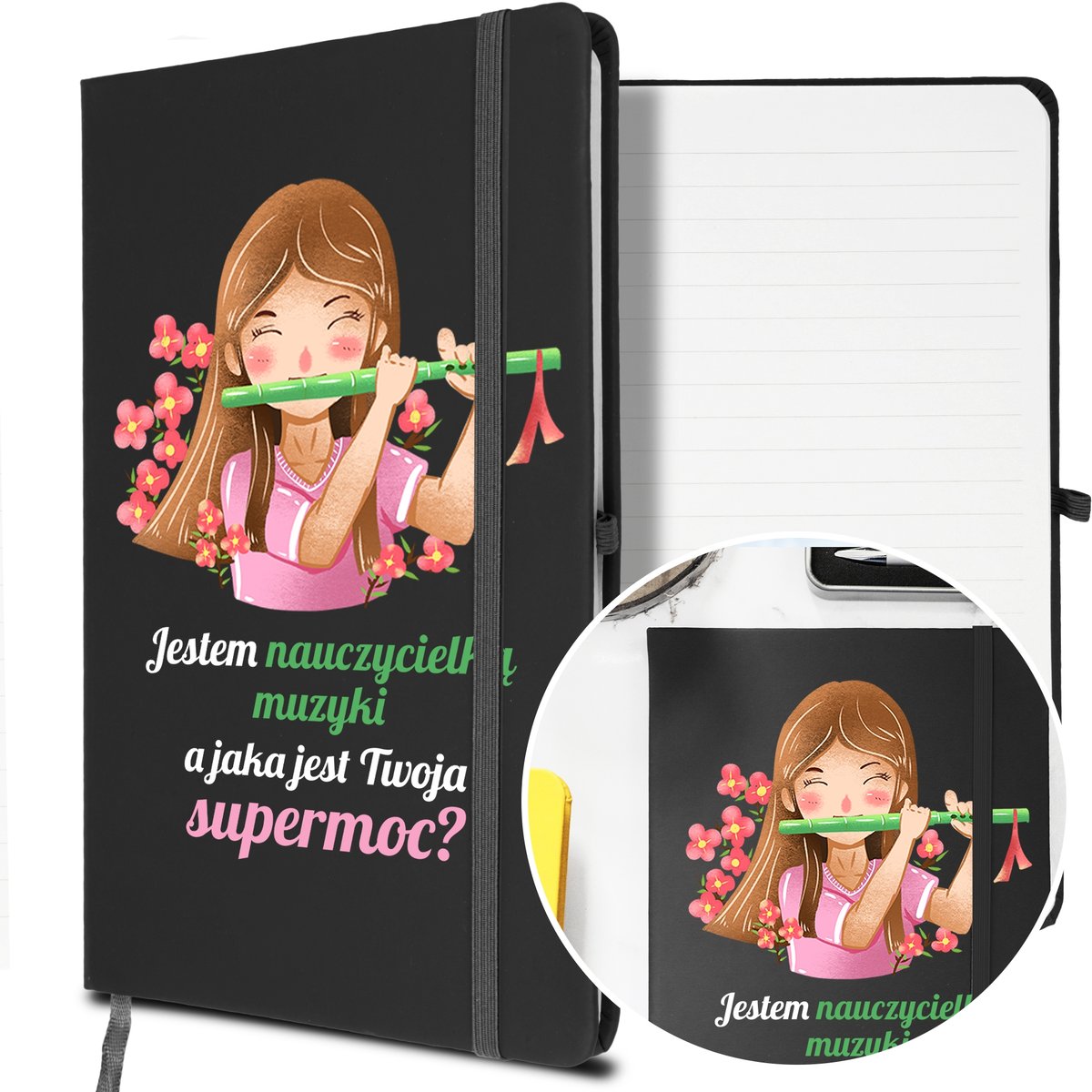 NOTES A5 z Gumką Prezent dla NAUCZYCIELKI MUZYKI