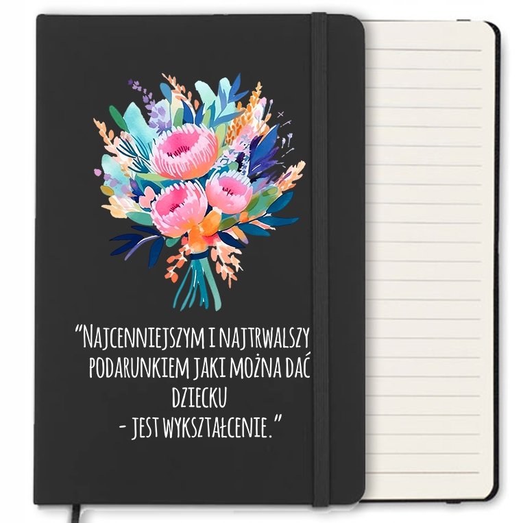 NOTES CZARNY Z GUMKĄ A5 NA DZIEŃ NAUCZYCIELA WZORY