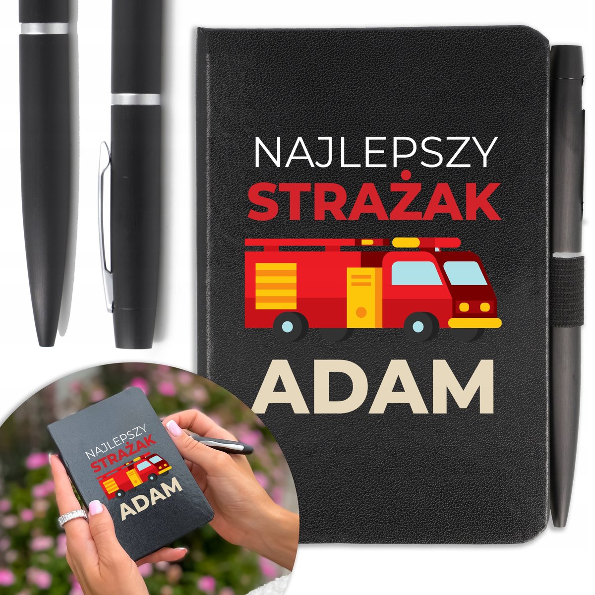 NOTES A6 DŁUGOPIS Prezent dla STRAŻAKA Twoje IMIĘ