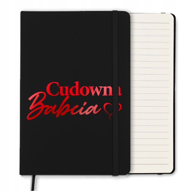 NOTES CZARNY Z GUMKĄ A5 LINIE NA PREZENT DLA CUDOWNEJ BABCI RED MIX WZORÓW