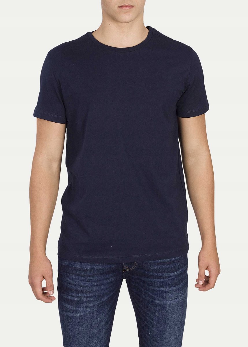 T-shirt męski BASIC okrągły dekolt GRANATOWY BAWEŁNA Cross Jeans S