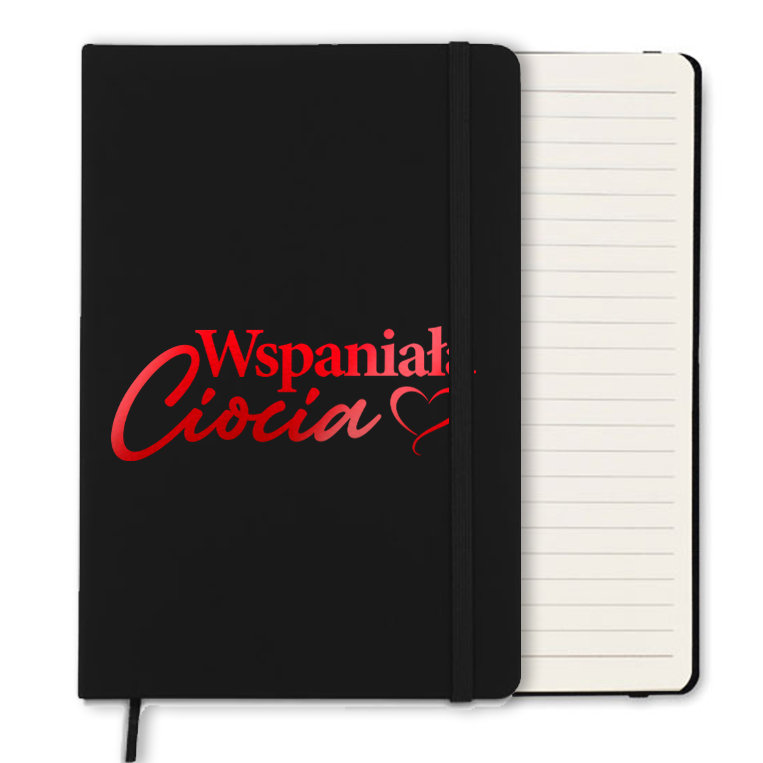 NOTES CZARNY Z GUMKĄ A5 LINIE NA PREZENT DLA WSPANIAŁEJ CIOCI RED WZORÓW
