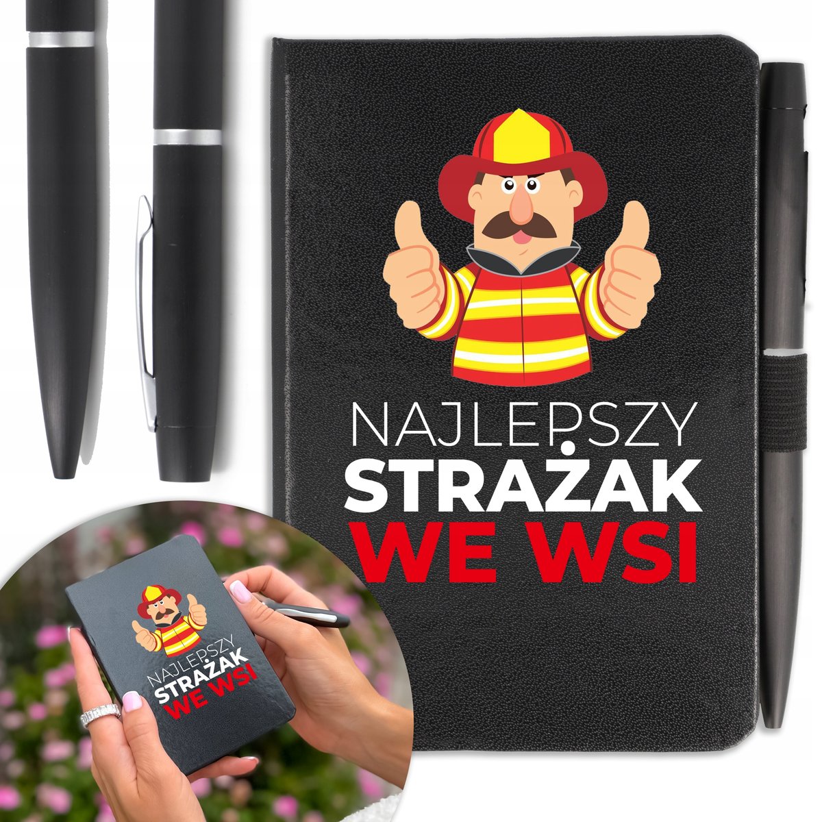 NOTES A6 DŁUGOPIS Prezent dla STRAŻAKA Twoje IMIĘ