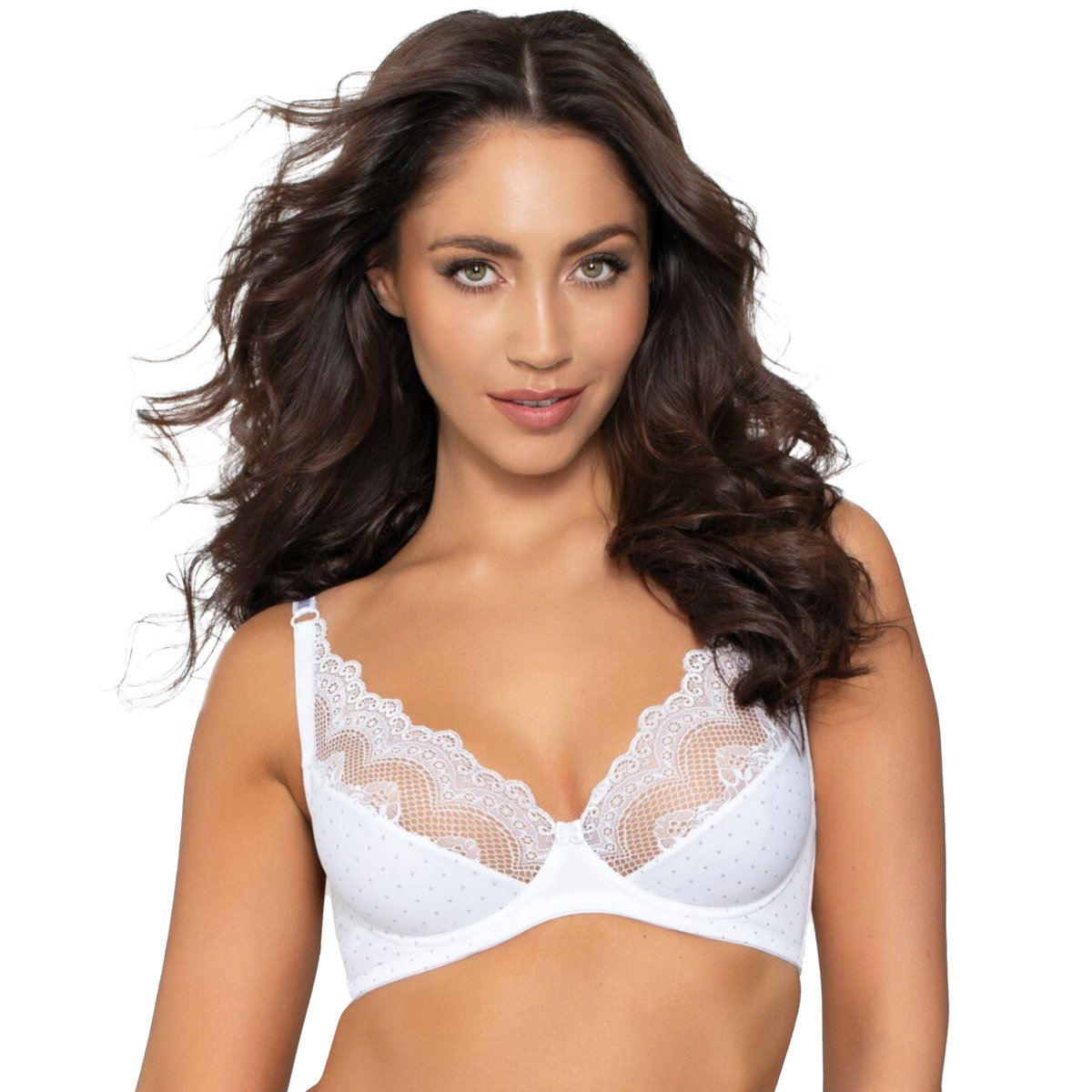 Biustonosz Usztywniany Miękki Ozdobne Ramiączka Codzienny Bra Biały 70D