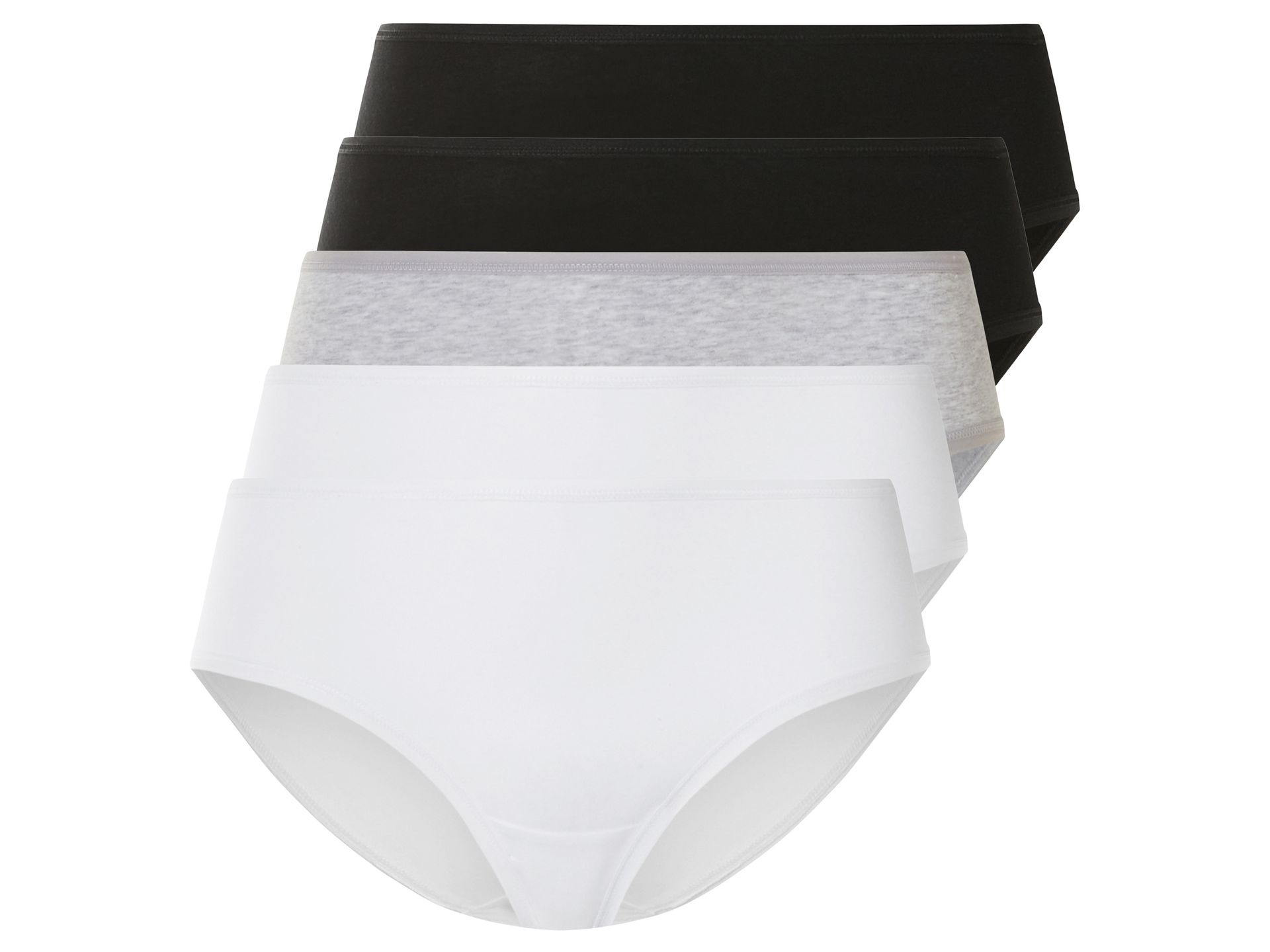 esmara® Hipstery damskie z bawełną, 5 par (XS (32/34), Czarny/ szary/ biały)