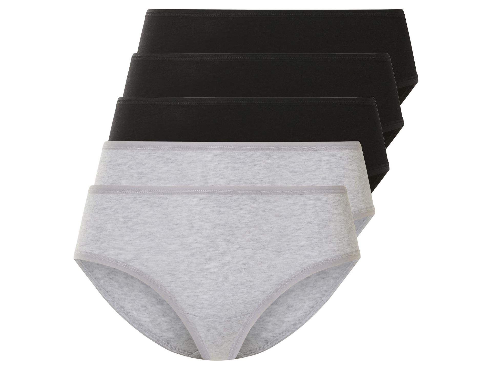 esmara® Hipstery damskie z bawełną, 5 par (S (36-38), Czarny/ szary)