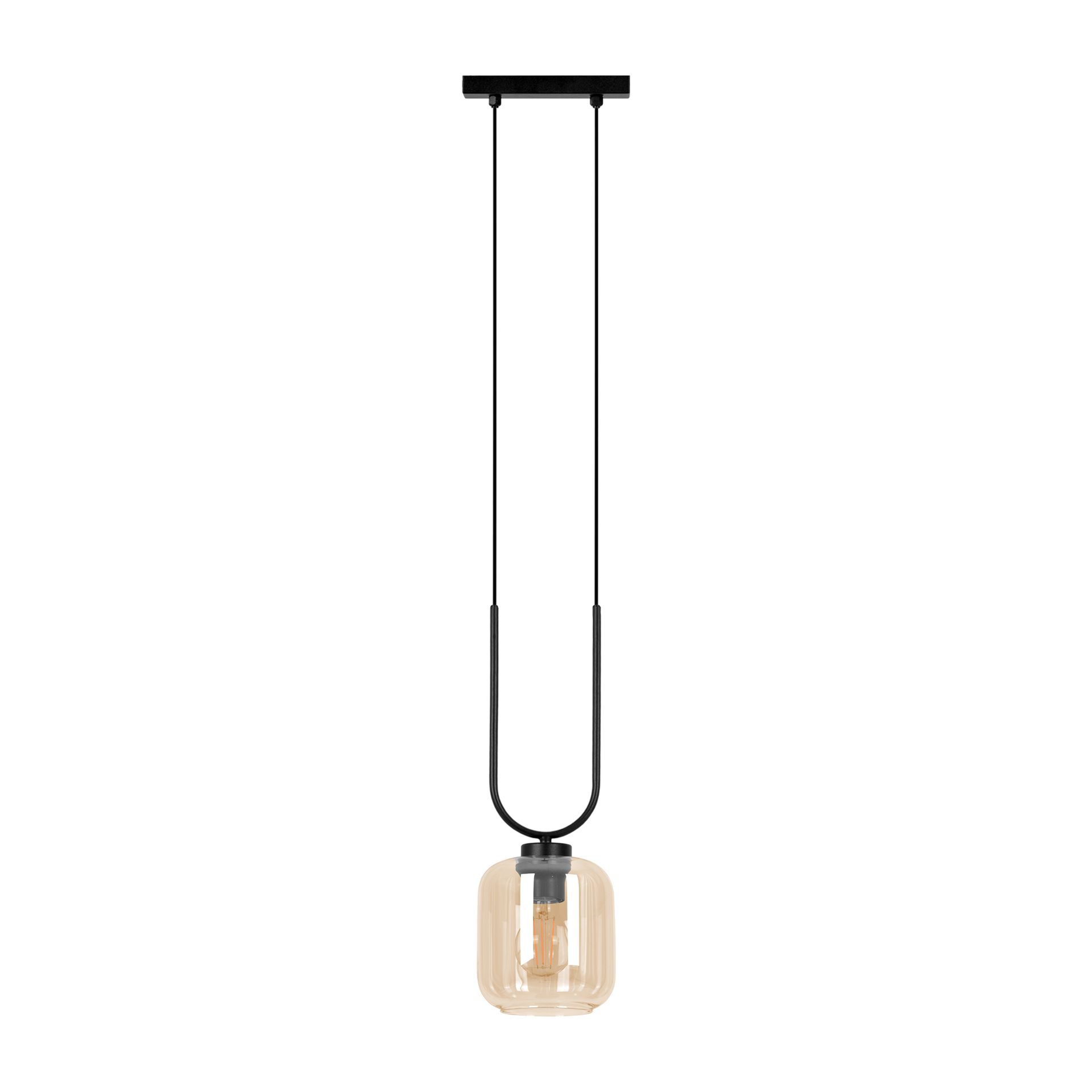 Bursztynowa lampa wisząca z czarnymi elementami K-5580 z serii CONI 