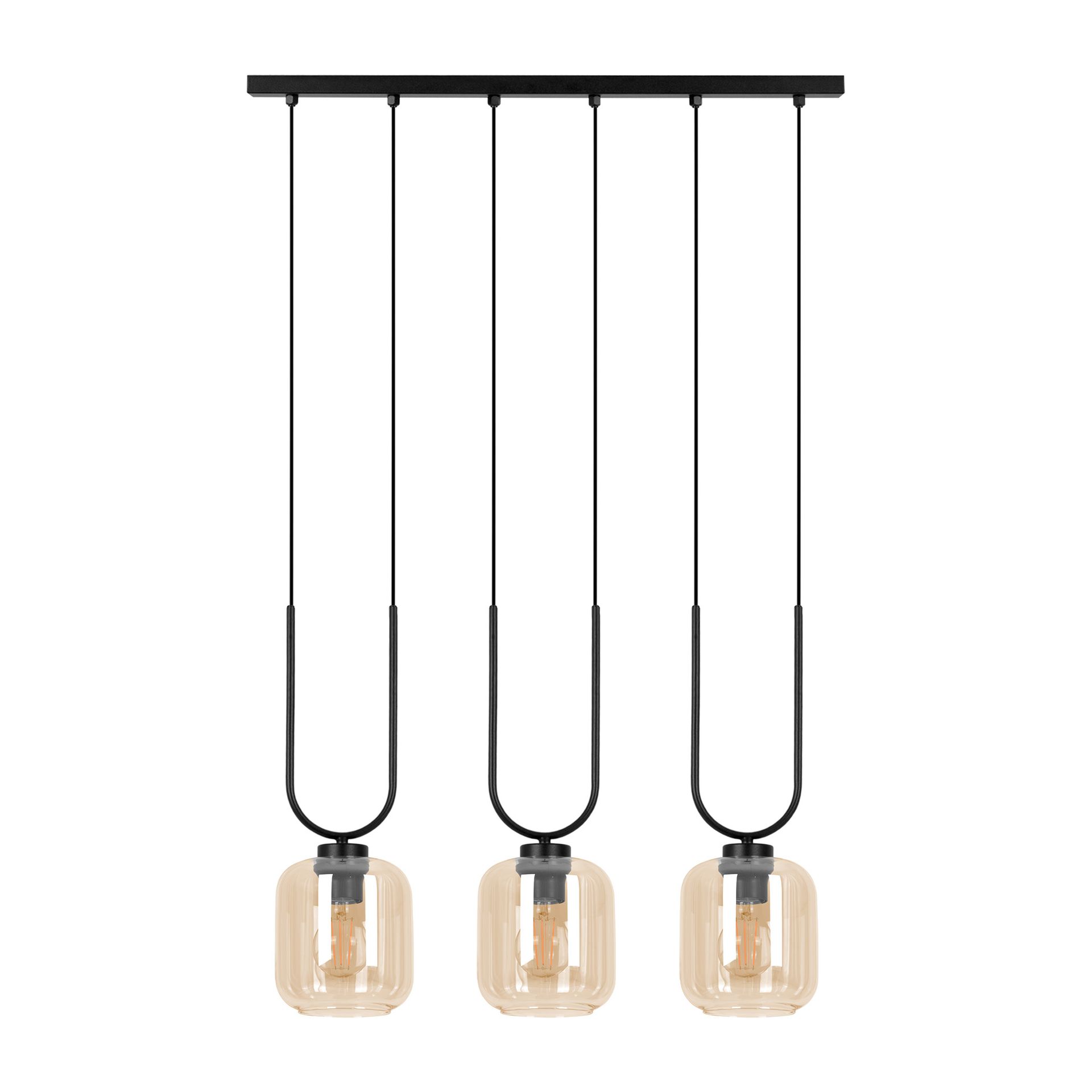 Efektowna lampa wisząca, trzy niezwykłe klosze K-5581 z serii CONI