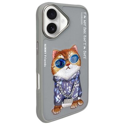 Etui NIMMY Glasses Cool Cat do Apple iPhone 16 Szary
