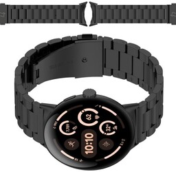Bizon Pasek ze stali nierdzewnej Strap Watch Aura do Google Pixel Watch 3 / 2 / 1 41 mm, czarny