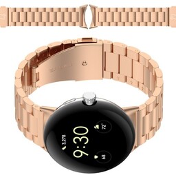 Bizon Pasek ze stali nierdzewnej Strap Watch Aura do Google Pixel Watch 3 45 mm, różowozłoty