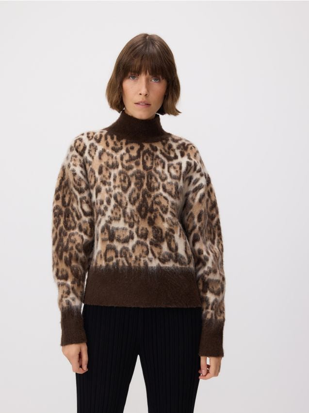 Reserved - Sweter w zwierzęcy wzór - wielobarwny