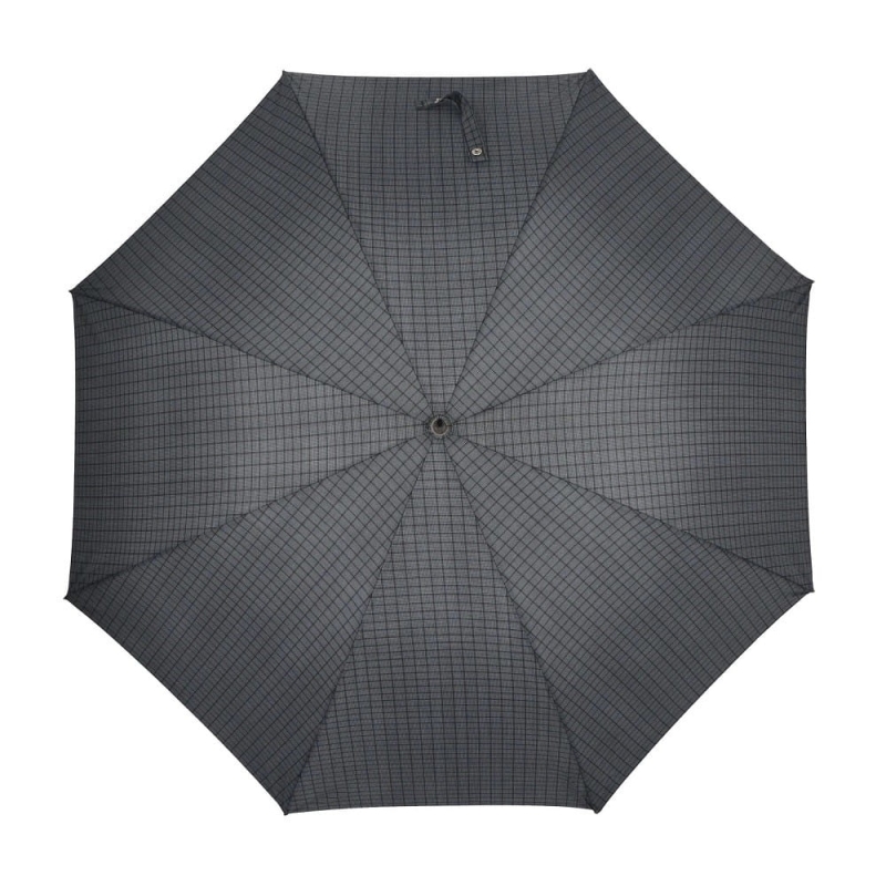 Parasol męski Doppler Fiber Stockholm półautomatyczny długi szary w kratkę