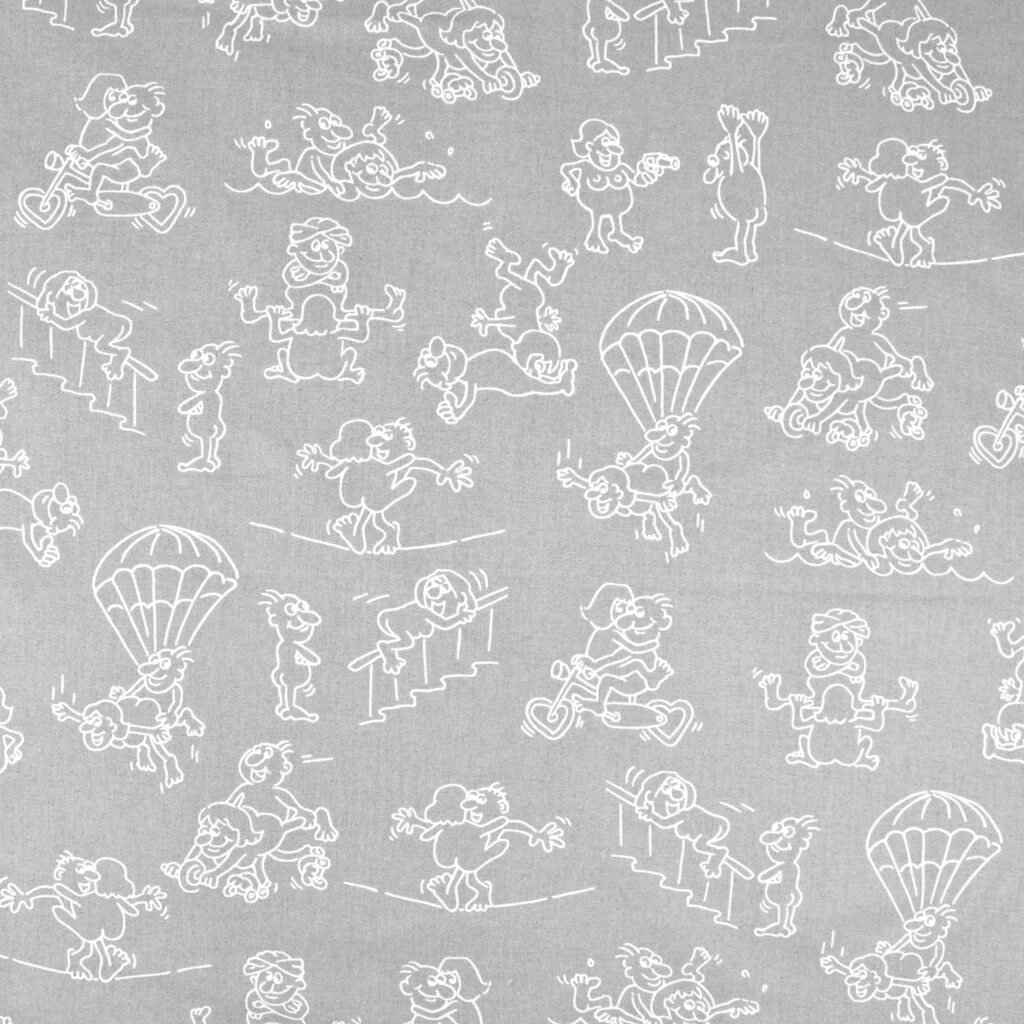 Tkanina bawełniana Kamasutra biała na szarym tle