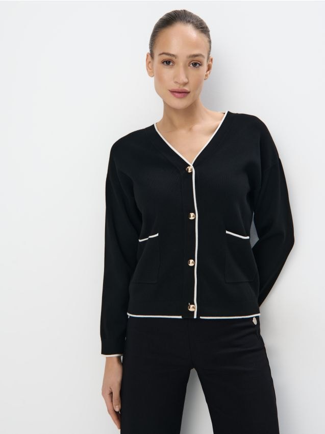 Mohito - Czarny kardigan z ozdobnymi guzikami - czarny