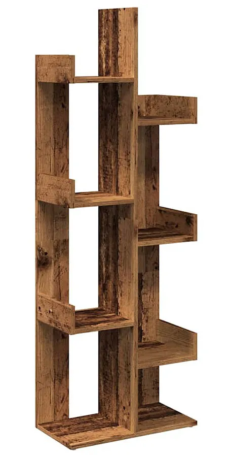 Stojący regał z 8 otwartymi półkami stare drewno C0-Z03