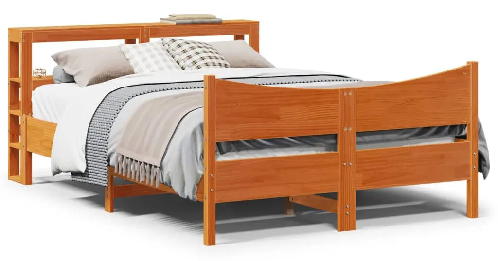 Brązowe łóżko z drewna sosnowego z zagłówkiem 120x200 A9-F15