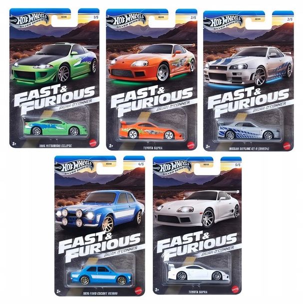 HOT WHEELS Silver Series FAST & FURIOUS Brian O'Conner zestaw 5 autek