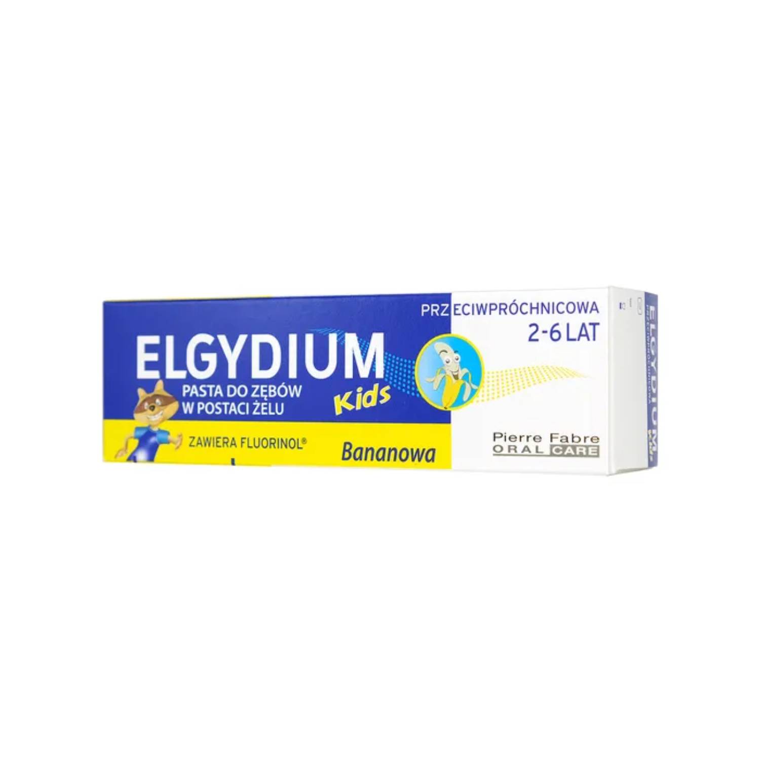 ELGYDIUM Kids - pasta przeciwpróchnicowa do zębów, bananowa, 2-6 lat, 50 ml