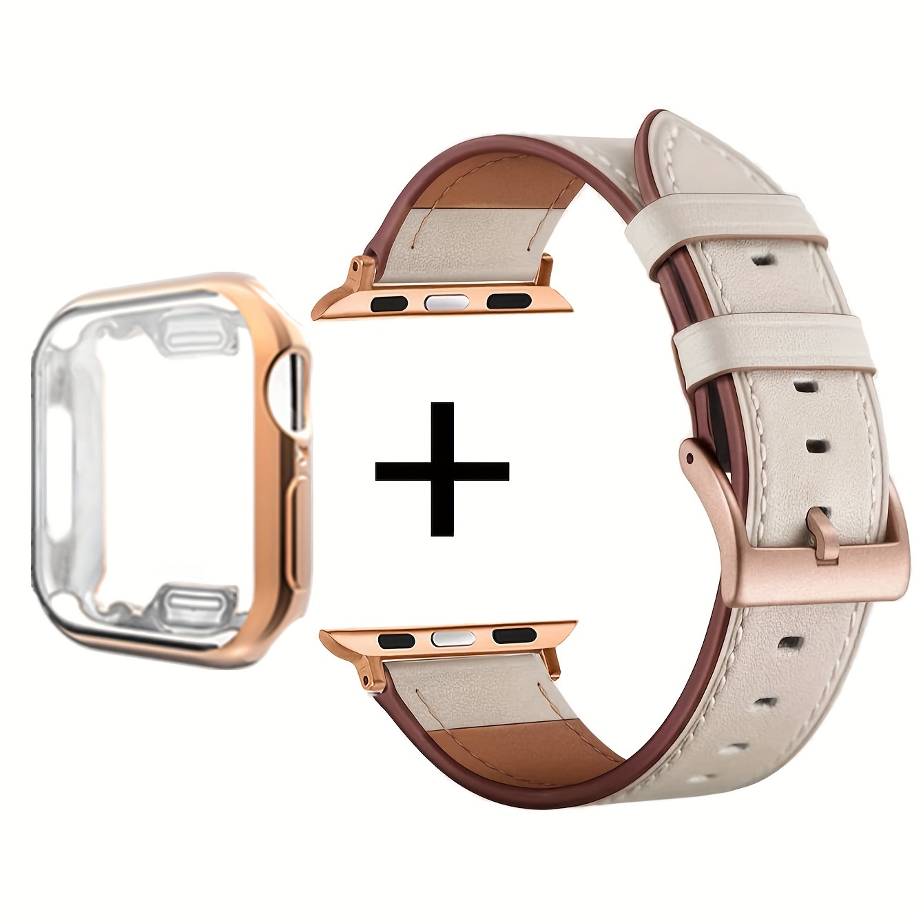 TEMU 2 szt. Antykolizyjne, Antyzarysowaniowe Różowe Złote Etui na Zegarek z Miękkiego TPU z Miękkim Paskiem Morelowym, Kompatybilne z