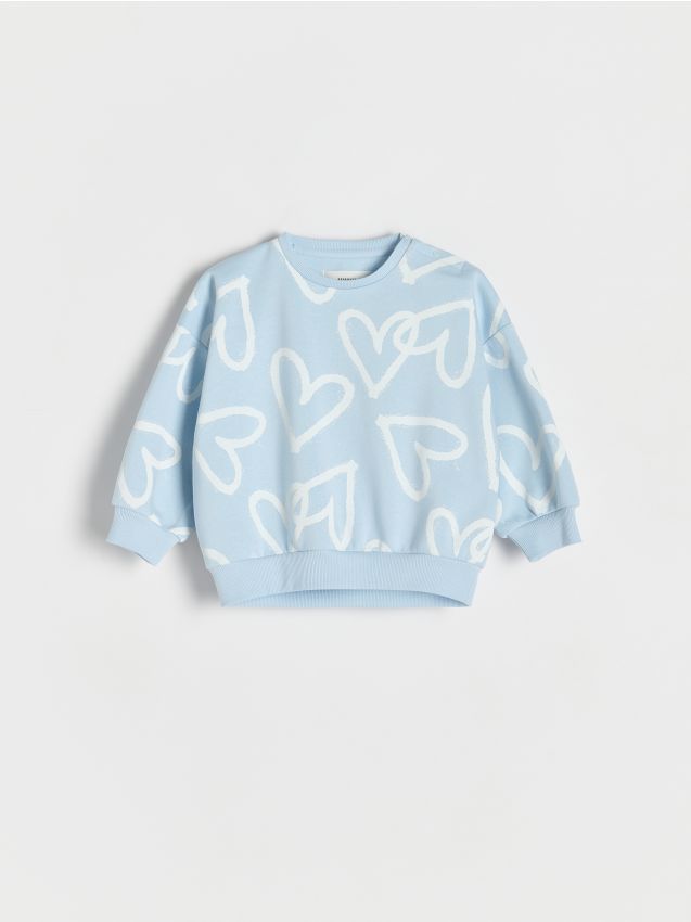 Reserved - Bluza w serca - jasnoniebieski