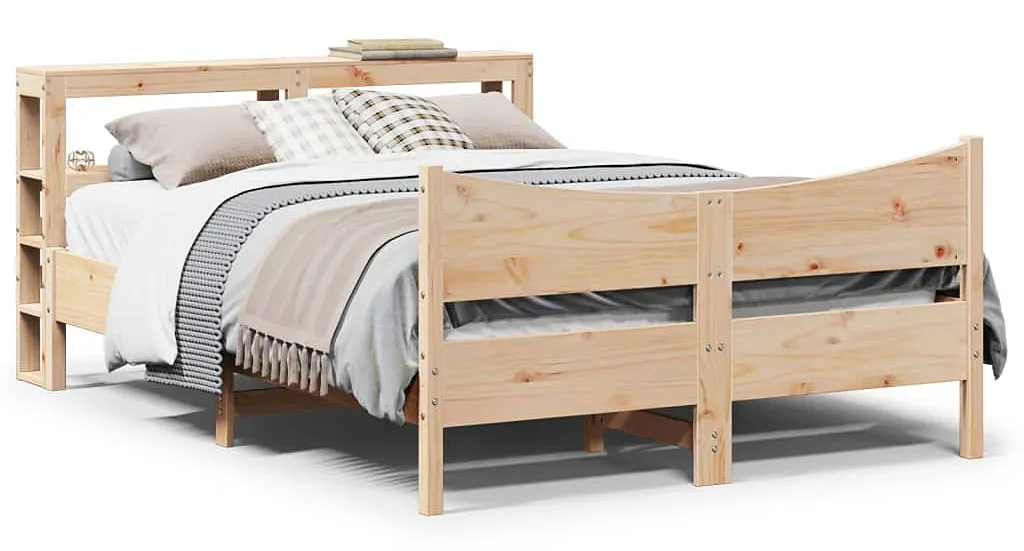 Dwuosobowe łóżko sosnowe z zagłówkiem 160x200 B0-B56