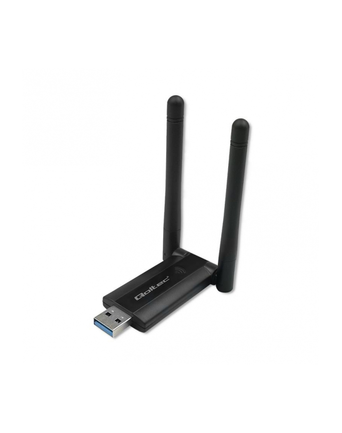 Karta sieciowa Qoltec Bezprzewodowy Adapter USB DUAL WiFi 2 x 2dBi Standard AC USB 3.0 1200Mbps