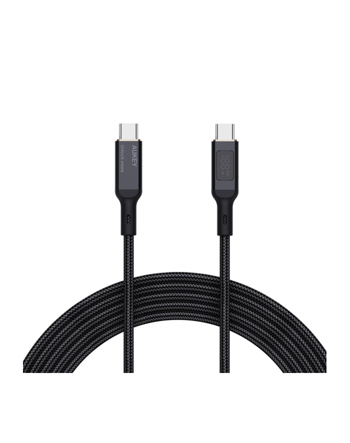 aukey CB-MCC102 nylonowy kabel USB C - USB C LED 1.8m 5A 100W PD 20V