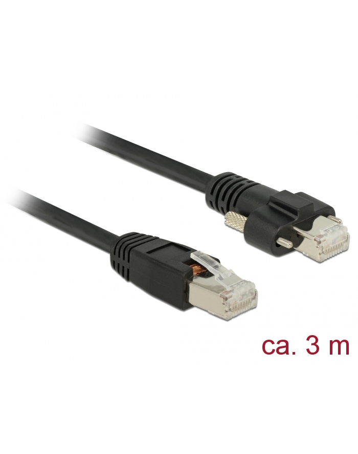 Delock Patch cable m Schraube Cat.6 3m black (85669)