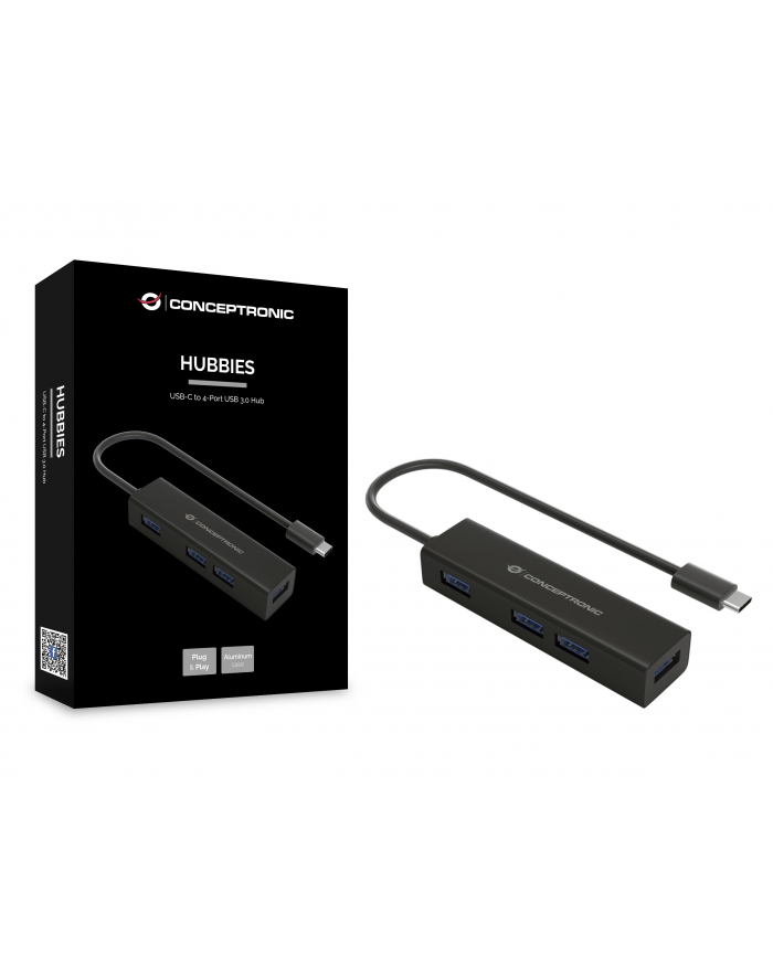 Conceptronics Conceptronic - hub - 4 ports USB hub - 4 - Czarny HUBBIES07B