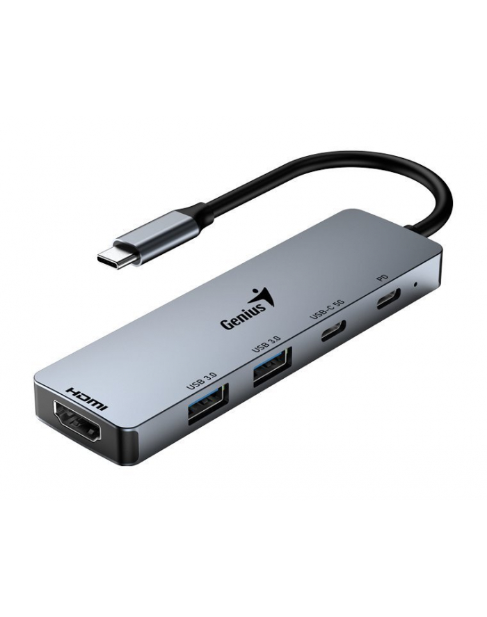 Genius USB 3.0 hub 5-port, UH-500, szary, Genius, 2x USB 3.0,1x 2x USB-C,Power Delivery 100W 31240003400