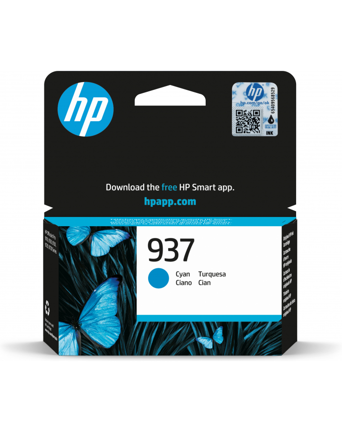 HP 937 Cyan Original Ink Cartridge 4S6W2NE