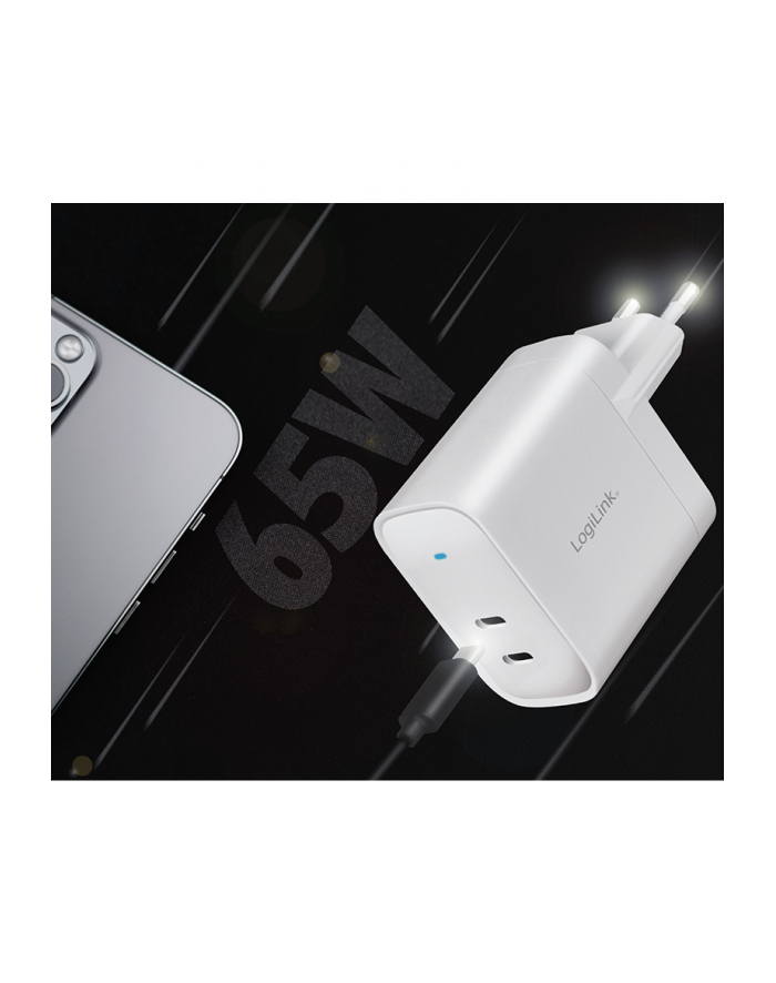 Logilink Adapter do gniazdka USB 65 W z technologią GaN azotyn aluminium z ochroną przed przepięciem, zwarciem i przegrzaniem