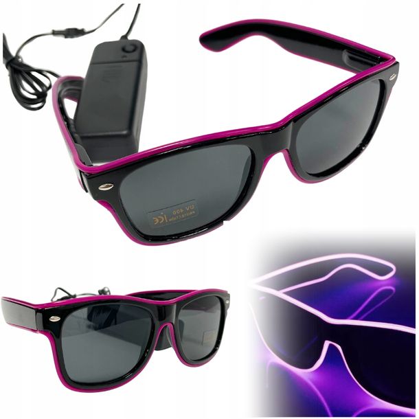 Świecące Okulary Led Imprezowe Sylwester Śmieszne Okulary Przeciwsłoneczne