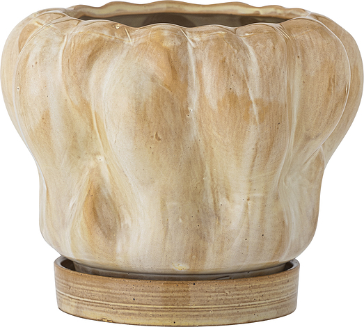 Bloomingville Doniczka Hollis 20 cm beżowa z podstawką 82061455